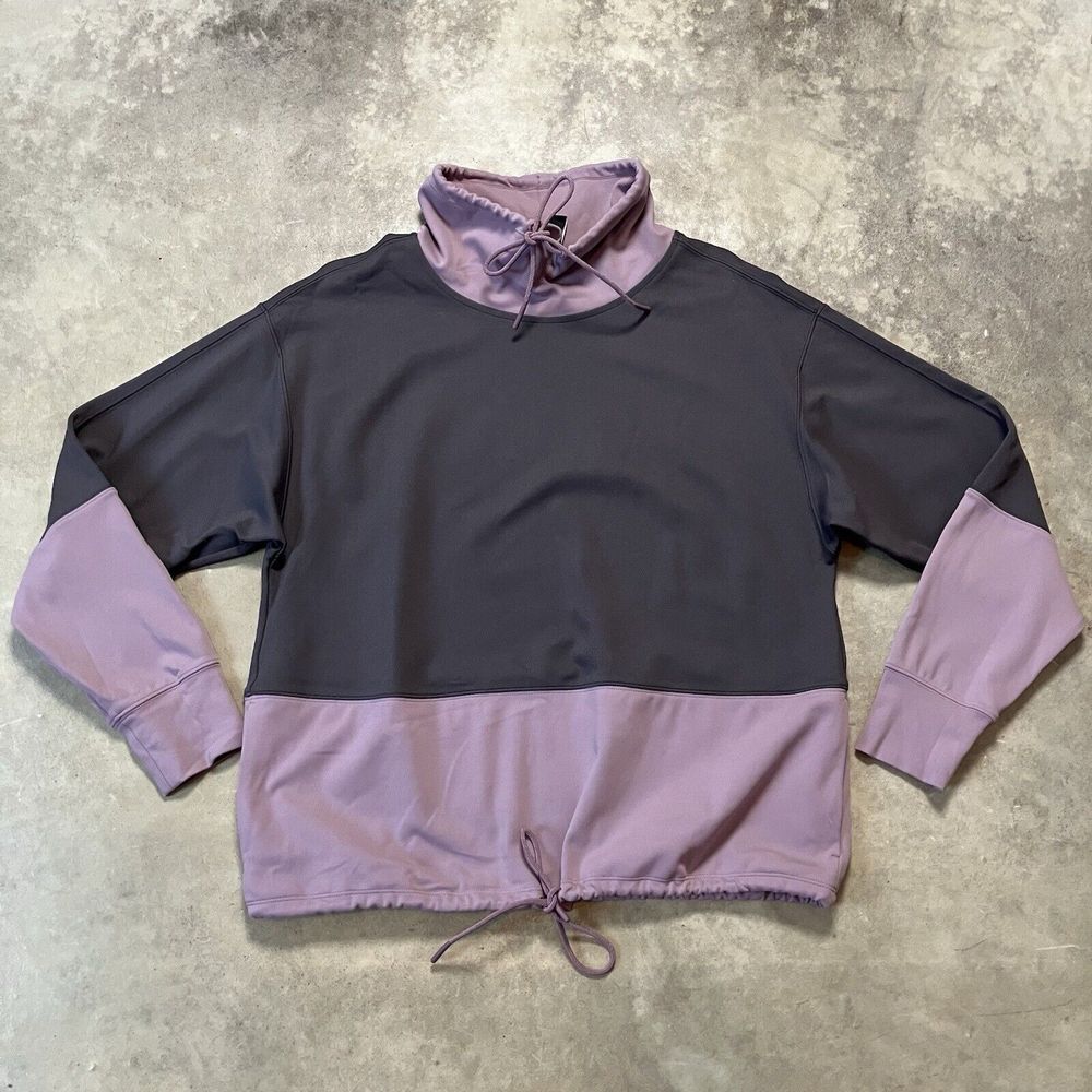 Athleta Sweatshirt Womens XS Shale‎ Flora Mauve Hermosa Mock Neck Color block